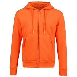 KYEYGWO Orange Fleece Hoodies Sweatshirts für Herren und Damen, Zip-Hoodie Kapuzenpullover mit Tasche, Einfarbig Lange Ärmel Kapuzenjacke Herbst Winter Sweatjacke, M von KYEYGWO