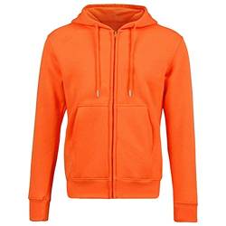 KYEYGWO Orange Fleece Hoodies Sweatshirts für Herren und Damen, Zip-Hoodie Kapuzenpullover mit Tasche, Einfarbig Lange Ärmel Kapuzenjacke Herbst Winter Sweatjacke, XL von KYEYGWO