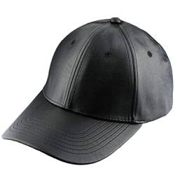 KYEYGWO PU Leder Baseball Cap für Herren und Damen, Verstellbar Warmer Winter Hut Einfarbig Sonnenhüte Casual Baseballkappe Klassisch Sport Mützen, Schwarz von KYEYGWO