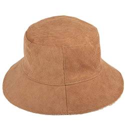 KYEYGWO Reversible Winter Fischerhüte für Damen Herren, Dicker Cord-Kunstpelz Teddy Stil Hat Einfarbiger Eimer Hut Warmer Winterhut Freizeit Outdoor-Hut, Kamel/Khaki von KYEYGWO