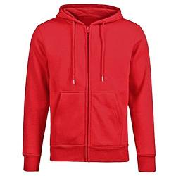 KYEYGWO Rot Fleece Hoodies Sweatshirts für Herren und Damen, Zip-Hoodie Kapuzenpullover mit Tasche, Einfarbig Lange Ärmel Kapuzenjacke Herbst Winter Sweatjacke, L von KYEYGWO