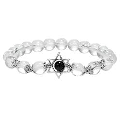 KYEYGWO Sechs Spitzen Stern Kristall Stein Armband für Unisex, 8mm Perlen Armband Heilung Reiki Meditation Stretch Armband, 16 cm von KYEYGWO