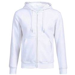 KYEYGWO Weiß Fleece Hoodies Sweatshirts für Herren und Damen, Zip-Hoodie Kapuzenpullover mit Tasche, Einfarbig Lange Ärmel Kapuzenjacke Herbst Winter Sweatjacke, L von KYEYGWO