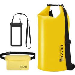 KYG Dry Bag wasserdichte Tasche, 5L/10L/20L, Wasserdicht, mit Handyhülle und Gürteltasche, Trockentasche für Strand und Outdoor Sport, Wandern, Skifahren, Angeln, Klettern, Camping, Surfen, Rafting von KYG