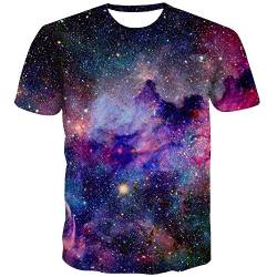 KYKU Herren Print Grafik T Shirt Kurzarm Sommer T-Shirt Neuheit Casual Tee, Galaxy T-Shirt, 3X-Groß von KYKU