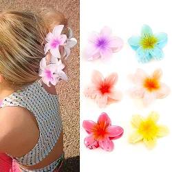 6 Stück Haarspange Blume, Strandblumen Haarklammer, Rutschfeste Acryl-Haarspangen, Flower Hair Clip, für Frauen Haarspangen mit Starkem Halt für Frauen und Mädchen(8cm) von KYNLE