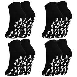 KYSUN 4 Paar Anti Rutsch Socken für Damen und Herren, Rutschfeste Yoga Pilates Socken, Baumwolle Stoppersocken für Home Hospital Dance Barre Trampolin Sports, Schwarz, EU 36-42 (Schwarz) von KYSUN