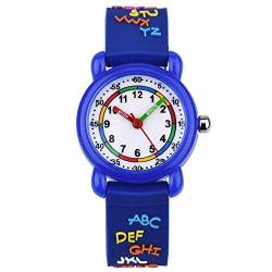 KZKR Armbanduhr für Kinder Jungen Mädchen mit Silikon fur Lern 3D Alphabet Blau KW128 von KZKR