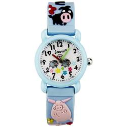 KZKR Mädchenuhr Kinder Armbanduhr Mädchen Schmetterling Kinderuhr Lernuhr Lila Süße Uhr zum Uhrzeit Lesen Lernen für Kinder (Hellblau) von KZKR