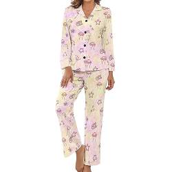 KaRFRi Damen Schlafanzug Langarm Pyjama Set Nachtwäsche Zweiteiliger Weich Lounge Sets Hohe Qualität Sleepwear Set L von KaRFRi