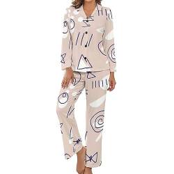 KaRFRi Schlafanzug Damen Pyjama Set Hervorragende Qualität Zweiteiliger Langarm Nachtwäsche Sleepwear Und Pyjamahose Loungewear Hausanzug L von KaRFRi