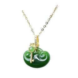 KaTiak Jade-Anhänger, echte S925-Silber-Glücksschlüssel-Halskette mit natürlichem Jade-Anhänger von KaTiak