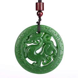 KaTiak Jade-Anhänger, hohl geschnitzter Drachen-Anhänger – Münzform-Talisman – natürliche grüne Jade, Jade, Jade, Jade von KaTiak