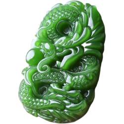 KaTiak Jade-Anhänger, natürliche grüne Jade, handgeschnittener Jade-Drachen-Anhänger, Jade von KaTiak