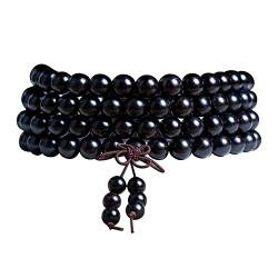 KaTiak Rosenkranz, schwarzes Sandelholz-Buddha-Perlenarmband, 108 Ebenholz-Armband, hölzerne Mala-Perlen, Armband-Halskette (Size : 6mm) von KaTiak