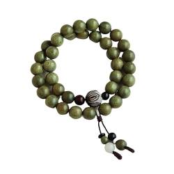 Rosenkranz, 8 mm natürliches grünes Sandelholz-Armband mit Lotus Bodhi, tibetische Gebetsperlen, Meditationsarmband-Halskette von KaTiak