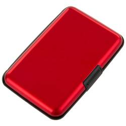 Kaabao Kreditkartenetui, klein, RFID-blockierend, aus Metall, schmal, Mini-Aluminium-Hartschale, für Damen und Herren, Geschenk, reines rot, small, Minimalistisch, kompakt, amerikanisch von Kaabao