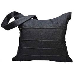 Indische Yogi Handtasche Jeansoptik Freizeittasche mit langen Träger schwarz t-822 von Kabana