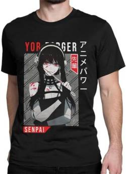 Yor Forger Assassin T-Shirt for Men Spy X Family Yor Forger Pure Cotton Tee Shirt Crewneck T Shirts Black L von Kabe