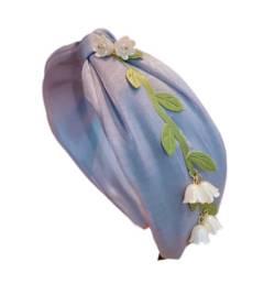 KABELIF Breiter Haarreif mit Blumen Stirnbänder Kopfband Wunderschön Haarschmuck für Damen Mädchen (Blau) von Kabelife
