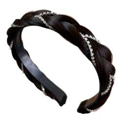 KABELIF Perückenhaarband mit Strass Perücke Haarreifen Zopf Geflochten Synthetische Haar Rutschfest Stirnband Haarband-Accessoires (Braun) von Kabelife
