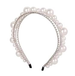 KABELIF Strass Perlen Haarreif Stirnbänder Braut Headband Party Hochzeit Haarschmuck Haarreifen für Damen Mädche (Weiß) von Kabelife