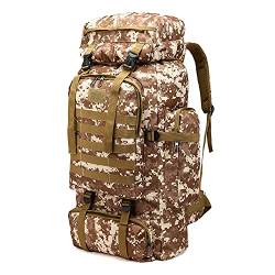 Extra großer Rucksack 80L Outdoor Bergsteigen Rucksack Camouflage Rucksäcke - Wandern Daypacks Outdoor Männer Frauen Militärische Taktische wasserdichte Gepäcktasche Leichte,Desert camouflage von Kabxhueo