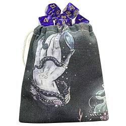 Kacey Oracle-Kartentasche, Kordelzug-Schmuck-Aufbewahrungstasche, 5,12 x 7,09 Zoll Tarot-Tasche mit Kordelzug und Geisterhandmuster für Tarot-Enthusiasten, Schmuckbeutel aus Stoff von Kacey