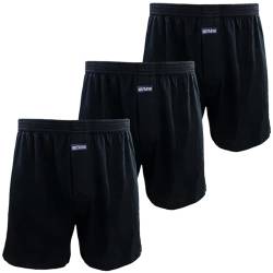 Kacouni 3er Pack Boxershorts Herren Weit 100% Baumwoll Gestrickte, Locker Passform, Weiche und Atmungsaktive, Ultrabequeme Unterhosen Männer Gr. M-3XL (M, 3X Schwarz) von Kacouni