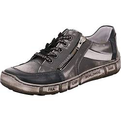 Kacper Herren Schnürschuh Sneaker aus hochwertigem Leder in Grau mit Reißverschluss. grau/dunkelblau/weiß Gr. 41 von Kacper