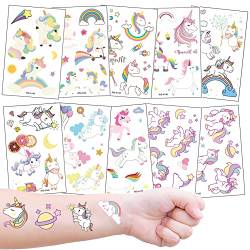 10 Einhorn Tattoo Kinder, Unicorn & Regenbogen Temporäre Kindertattoos für Einhorn Party geburtstag Mitgebsel von Kaderas