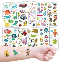 Glitzer Temporäre Tattoos für Kinder, Einhorn Dino Pirat Wagen Reh Tiere Temporäre Kindertattoos für Mädchen Jungen Geburtstag Festival Party Geschenk Mitgebsel von Kaderas