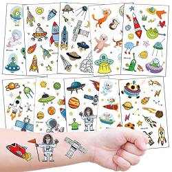 Tattoo Kinder, Weltraum Kindertattoo 10 Bögen für Mädchen Jungen zum Geburtstag Mitgebsel Geschenkidee von Kaderas