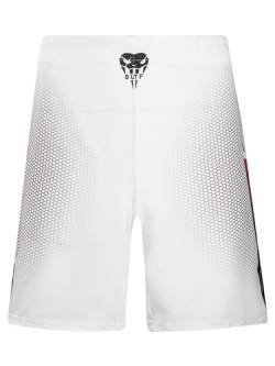 Kaerm Box-Shorts für Herren Training Muay Thai Kurze Kampfshorts für Männer Kampfsport MMA Shorts für Training und Kickboxen Slim Fit Weiß B L von Kaerm