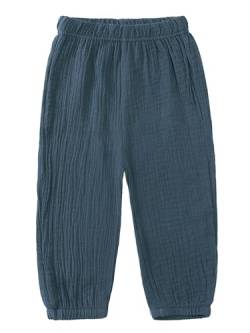 Kaerm Kinder Baby Mädchen Jungen Sommer Leinenhose Bloomers Baumwolle Lange Hosen Dünn Pumphose Haremshose Jogginghose Lässige Stretch Blauer See 104-110 von Kaerm