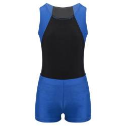 Kaerm Kinder Jungen Turnanzug Gymnastikanzug Ärmellos Sport Overall Jumpsuit Kurz Mit Shorts Fitness 2tlg Sportbekleidung Sportswear Blau 110-116 von Kaerm