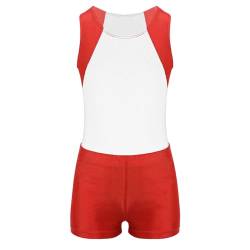 Kaerm Kinder Jungen Turnanzug Gymnastikanzug Ärmellos Sport Overall Jumpsuit Kurz Mit Shorts Fitness 2tlg Sportbekleidung Sportswear Weiß 110-116 von Kaerm