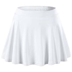 Kaerm Kinder Mädchen Tennisrock Hosenrock Sommer Minirock Skirt mit Ihnenslip Stretch Sommerrock Falten S-XXL Weiß 140-146 von Kaerm