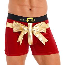 Kaerm Lustige Boxershorts Herren Weihnachten Unterwäsche Sexy Shorts Bulge Pouch Unterhose Männer Weihnachtsmotiv Dessous Kostüm Gr. M-XXL Rot A XL von Kaerm