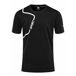 Kaerm Sportshirt Herren Laufshirt Kurzarm Polyester Funktionsshirt Atmungsaktiv Kurzarmshirt Sports Tshirt Trainingsshirt für Männer Schwarz D 5XL von Kaerm