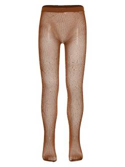 Kaerm Strass Strumpfhose Kinder Mädchen Glänzend High Wait Fischnetz Strumpfhose Stretch Tanzstrumpfhose Ballettstrumpfhose Mit Fuß Sportswear Rust 116-164 von Kaerm