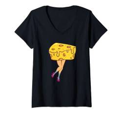 Damen Käse Beine Käsefreund Käserei Molkerei - Bergkäse Käser T-Shirt mit V-Ausschnitt von Käse Geschenke & Ideen