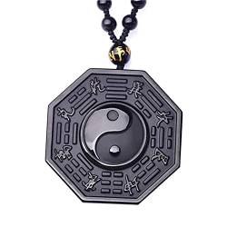 Kagodri Schwarzer Obsidian Yin Yang Anhänger Halskette Herren Damen Retro Amulett Feng Shui Halskette von Kagodri