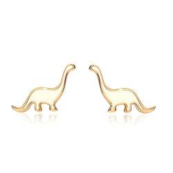 Kaguyo Silberohrringe für Mädchen, rosévergoldetes Sterlingsilber, niedliche kleine Dinosaurier-Ohrstecker für Frauen, Mädchen, Kinder, Geburtstagsgeschenk (gold) von Kaguyo