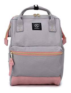 Kah&Kee Eleganter wasserdichter Damen Rucksack mit Laptopfach - Diebstahlsicheres Design - Wickeltasche - Anti-Diebstahl Reisetasche - Lässiger Schulranzen(Hellgrau/Pink, Klein) von Kah&Kee