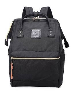 Kah&Kee Eleganter wasserdichter Damen Rucksack mit Laptopfach - Diebstahlsicheres Design - Wickeltasche - Anti-Diebstahl Reisetasche - Lässiger Schulranzen(Schwarz Ii, Groß) von Kah&Kee