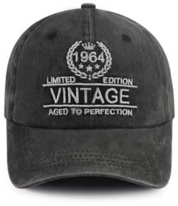 Vintage 1934 1944 1954 1964 1974 Hüte für Männer und Frauen, lustig, verstellbar, bestickt, Baumwolle, Baseballkappe für Paare, 1964 Schwarz, Einheitsgröße von Kahhrepa