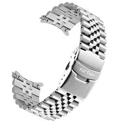Armband Silber Konische Uhrenarmbänder Einsatzverschluss aus Edelstahl 20mm 3D Uhr Ersatzband für Frauen Männer Gebogenes Ende von Kai Tian