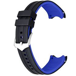 Kai Tian 18mm Silikon Universal Uhrenarmband Gebogenem Ende Zwei Farben Schwarz-Blau Gummi Schnellverschluss Uhrenarmband für Männer Frauen von Kai Tian