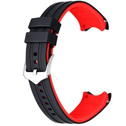 Kai Tian 18mm Silikon Universal Uhrenarmband Gebogenem Ende Zwei Farben Schwarz-Rot Gummi Schnellverschluss Uhrenarmband für Männer Frauen von Kai Tian